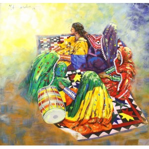 Hussain Chandio, 36 x 36 Inch, Acrylic on Canvas, Figurative Painting-AC-HC-157